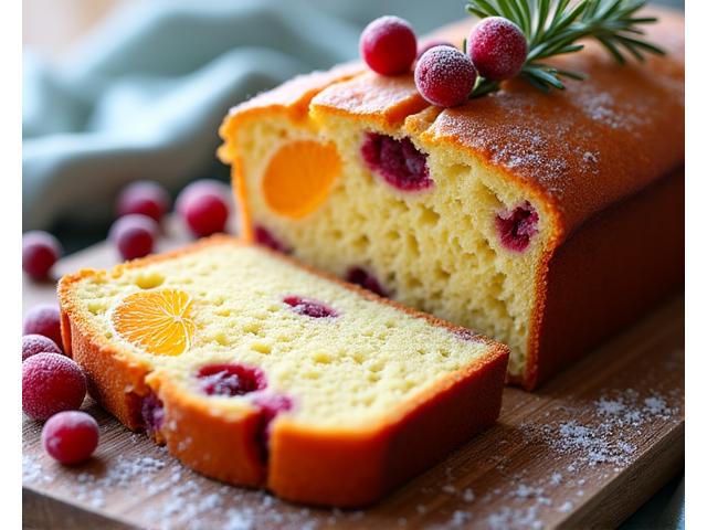 Concept art for bright winter citrus loaf with cranberries